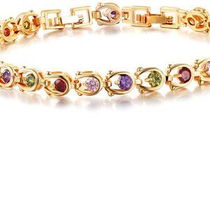 Women Bracelets Multi-Gemstone Gold Heart Bracelet